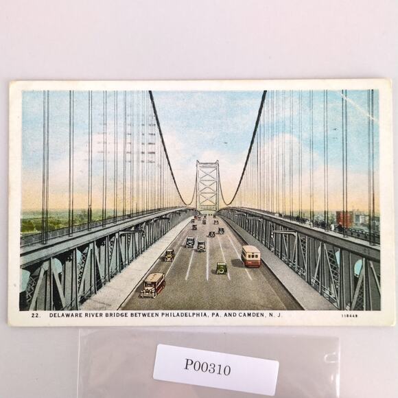 Vintage Other - Vintage 1928 Postcard Delaware River Bridge Philadelphia PA Camden NJ